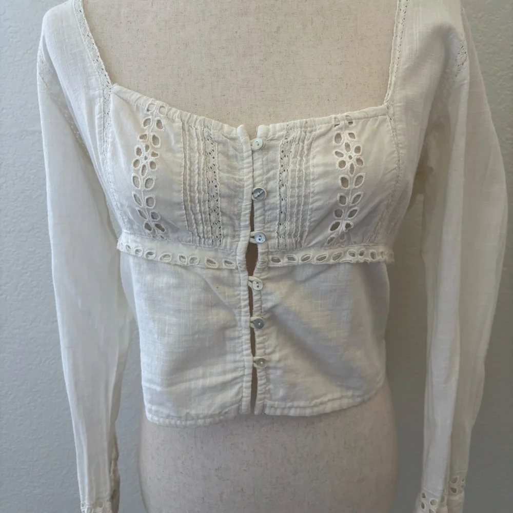 Free People‎ Joi eyelet cropped top white size XS